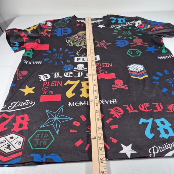 Philipp Plein Black Multi Color Tiger Skull Graphic Short Sleeve Shirt NEW XXL - Picture 3 of 5